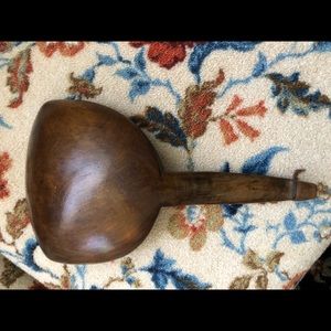 VINTAGE -WOOD -BUTTER PAT-MIXING SPOON SHAPER SCOOP W/ HANGING LEDGE HOOK HANDLE